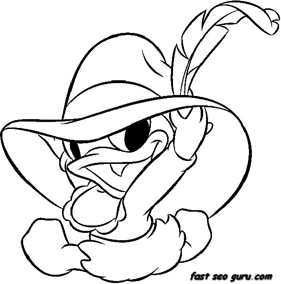 Print out Coloring picture of Baby Daisy Duck with a hat